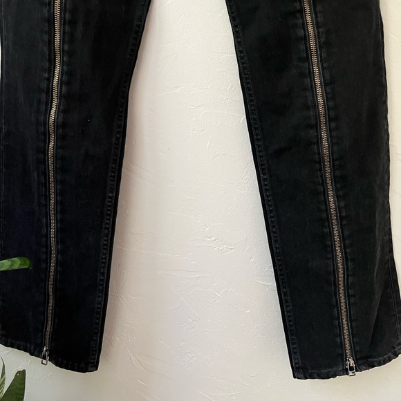 NEW BOYISH BLACK HIGH RISE ZIPPER FRONT STRAIGHT LEG JEANS 27 - Picture 3 of 5